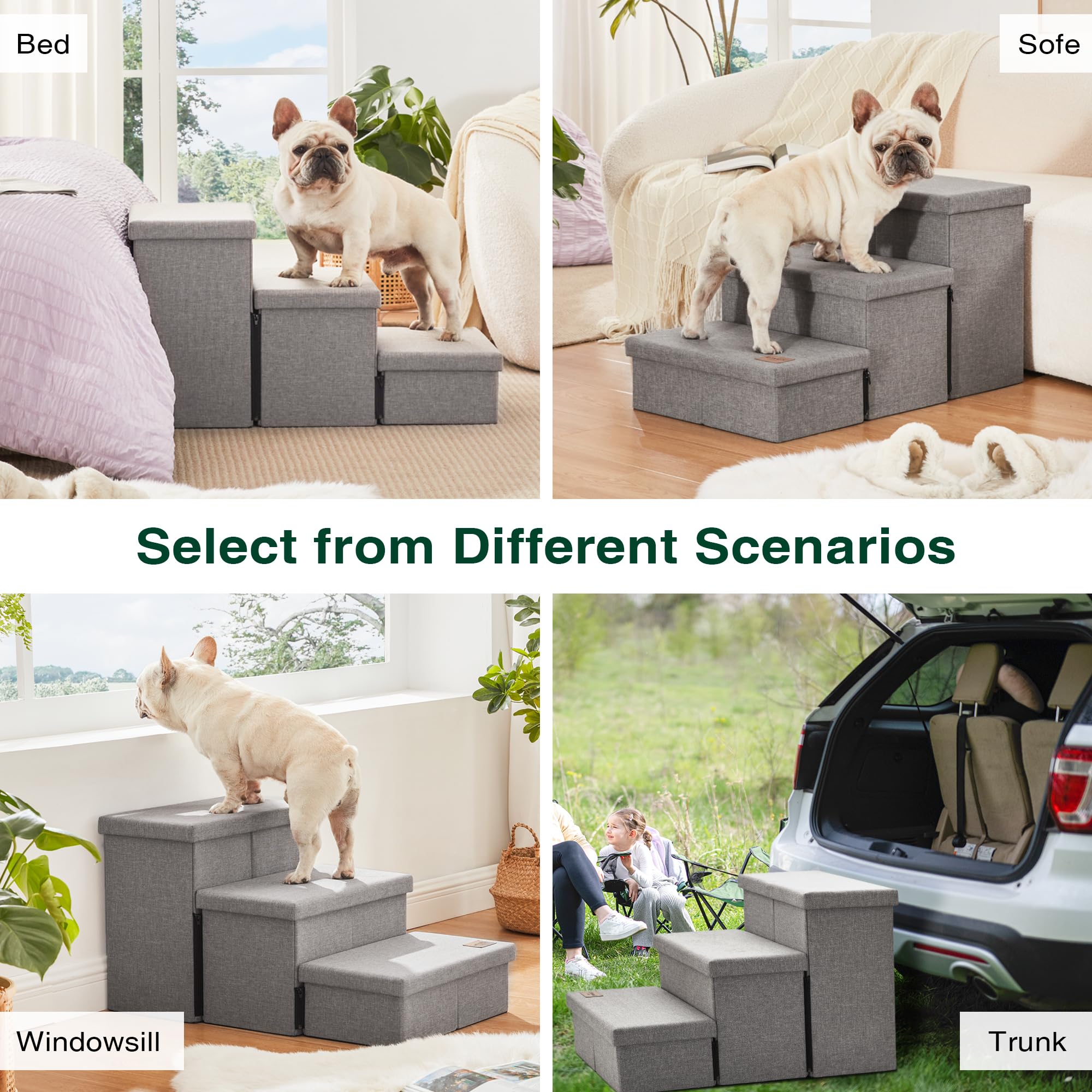 Love's cabin dog stairs compact folded storage shows easy stowaway design