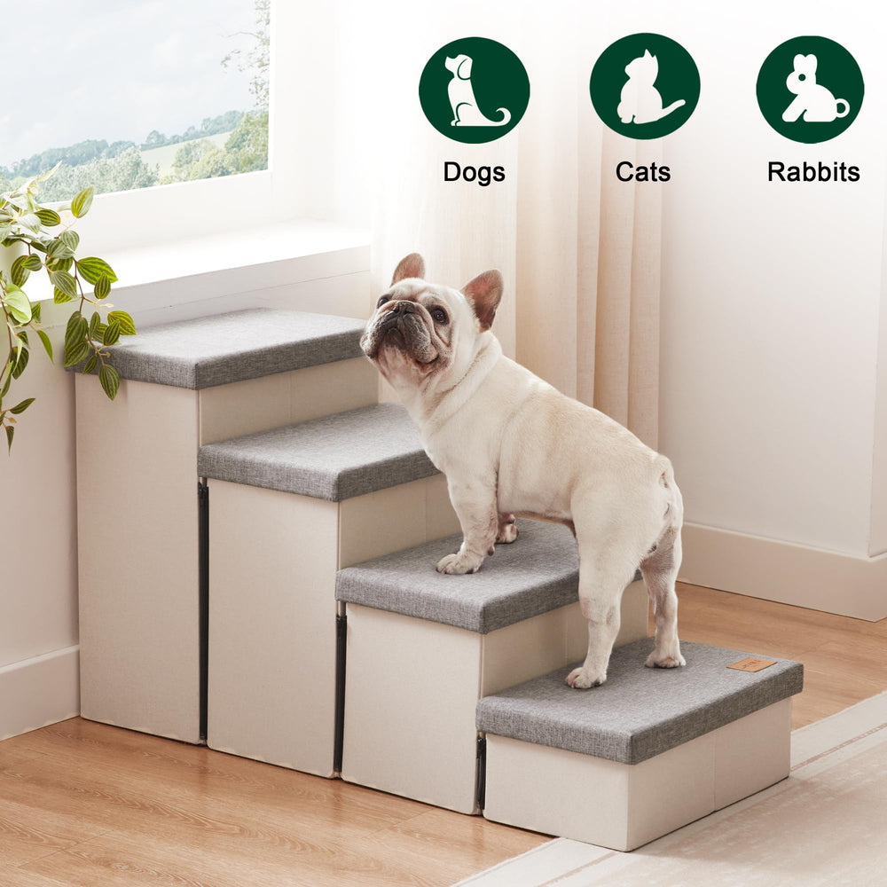 Love's cabin dog stairs durable fabric and frame stand up to daily use