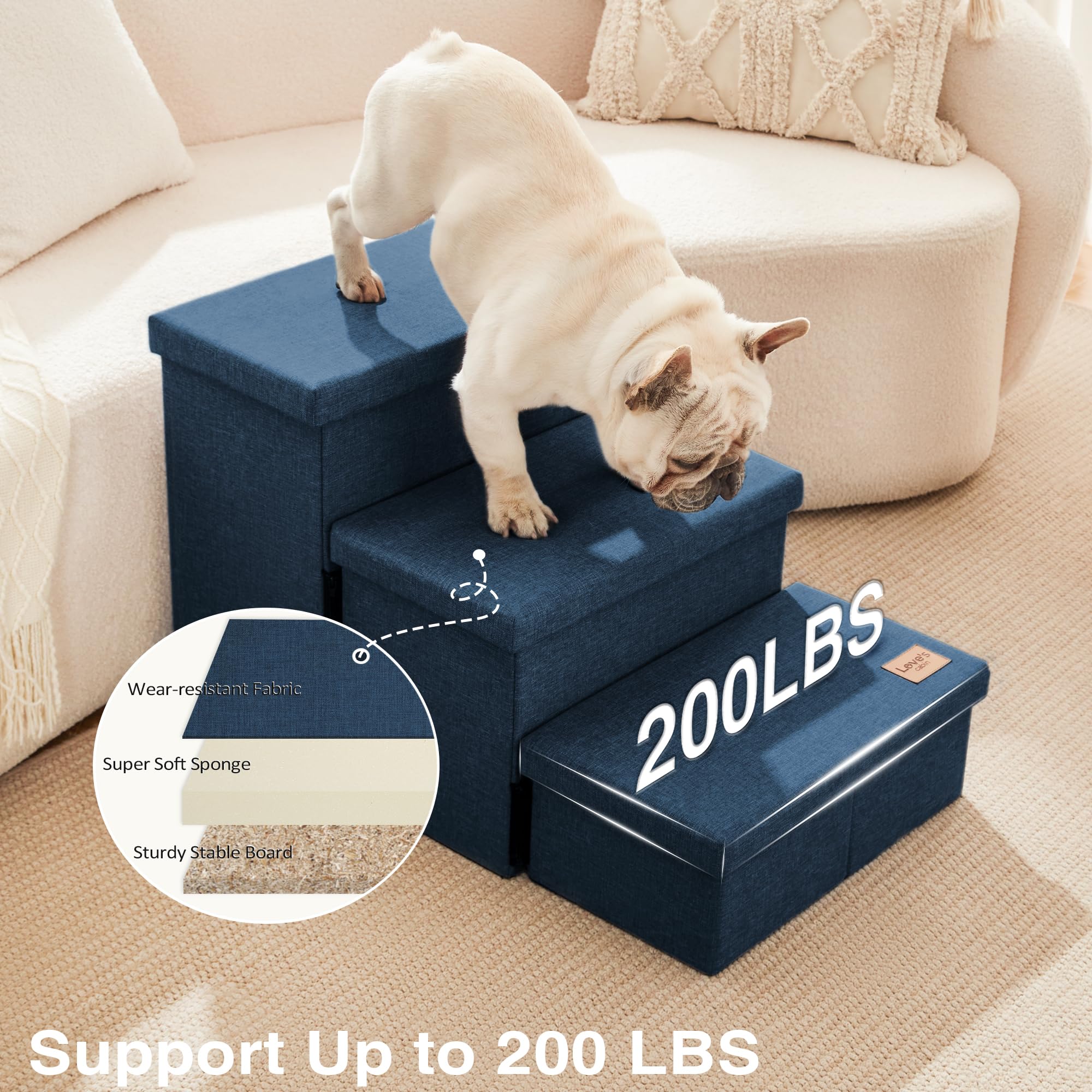 Love's cabin dog stairs foldable design for compact storage and travel.