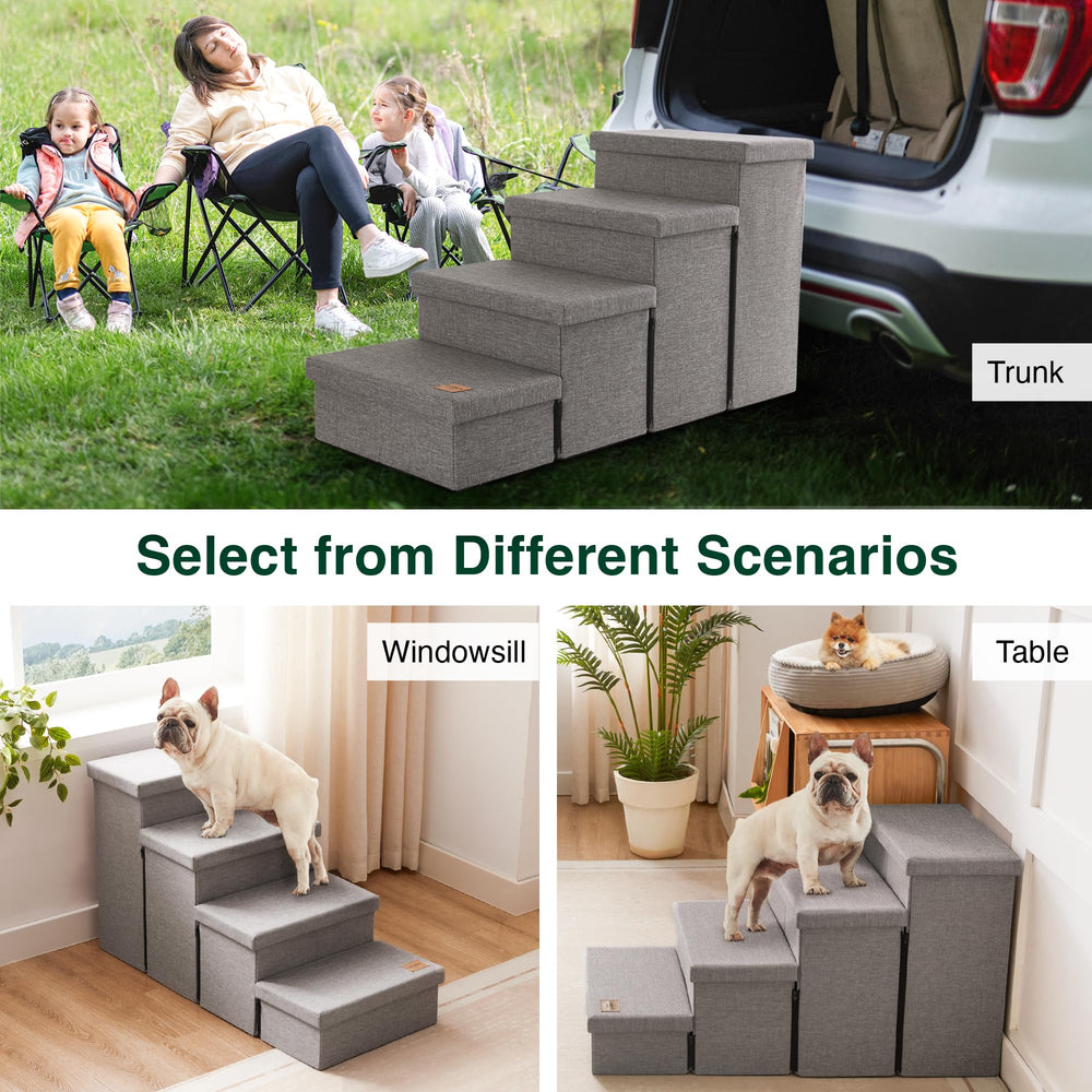 Love's cabin dog stairs support up to 200 lbs for sturdy use.