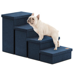 Love's cabin dog stairs navy folded design for easy storage and space saving.