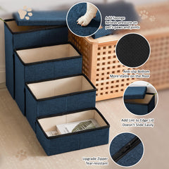 Love's cabin dog stairs with non-slip bottom provide stability on floors.