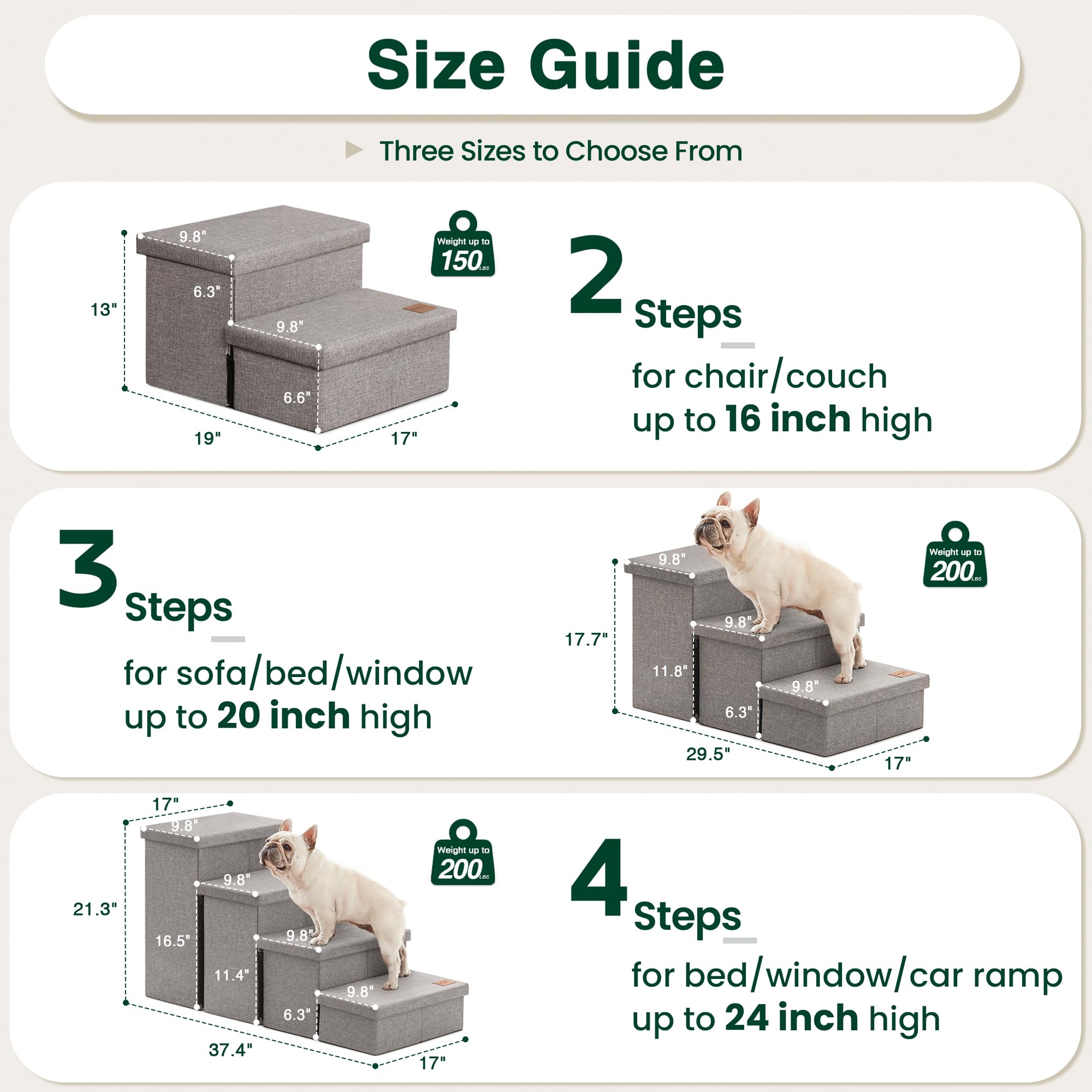 Love's cabin dog stairs with non-slip bottom ensure stable footing for pets.