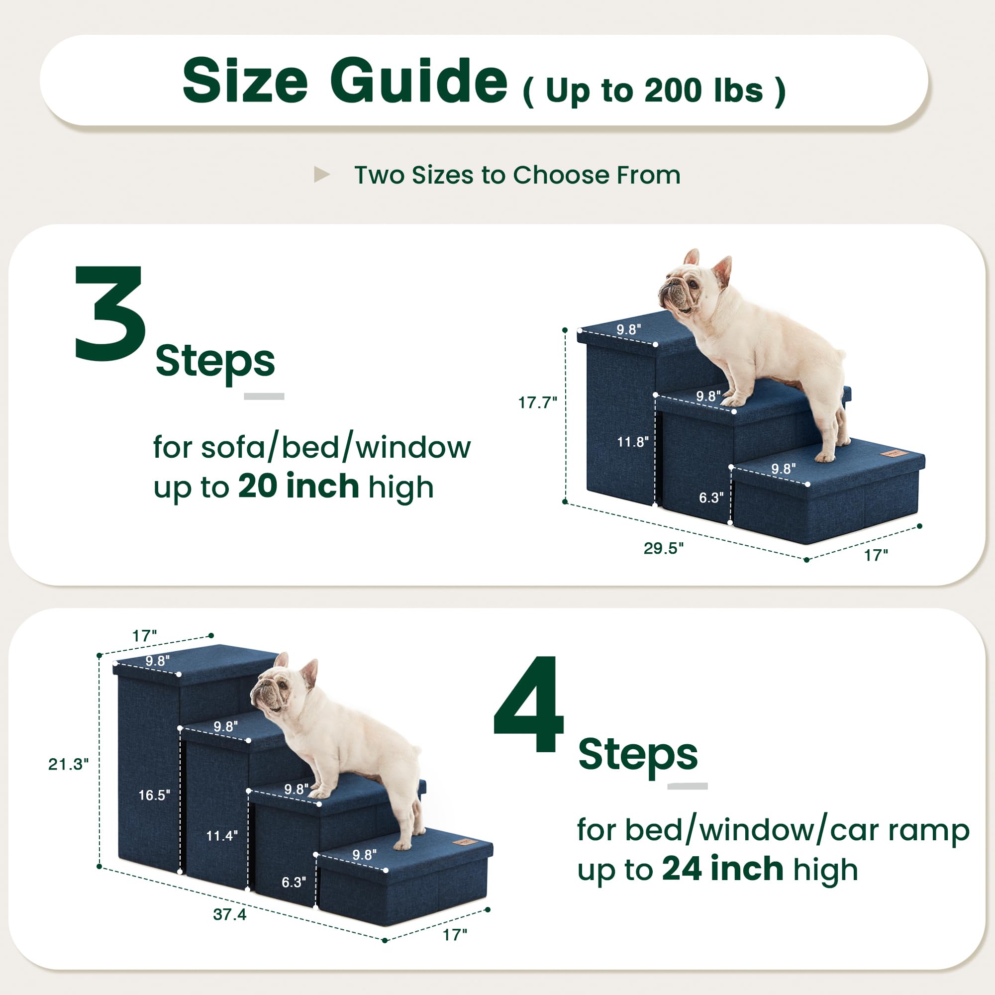 Love's cabin dog stairs side view shows sturdy, stable design for pets.