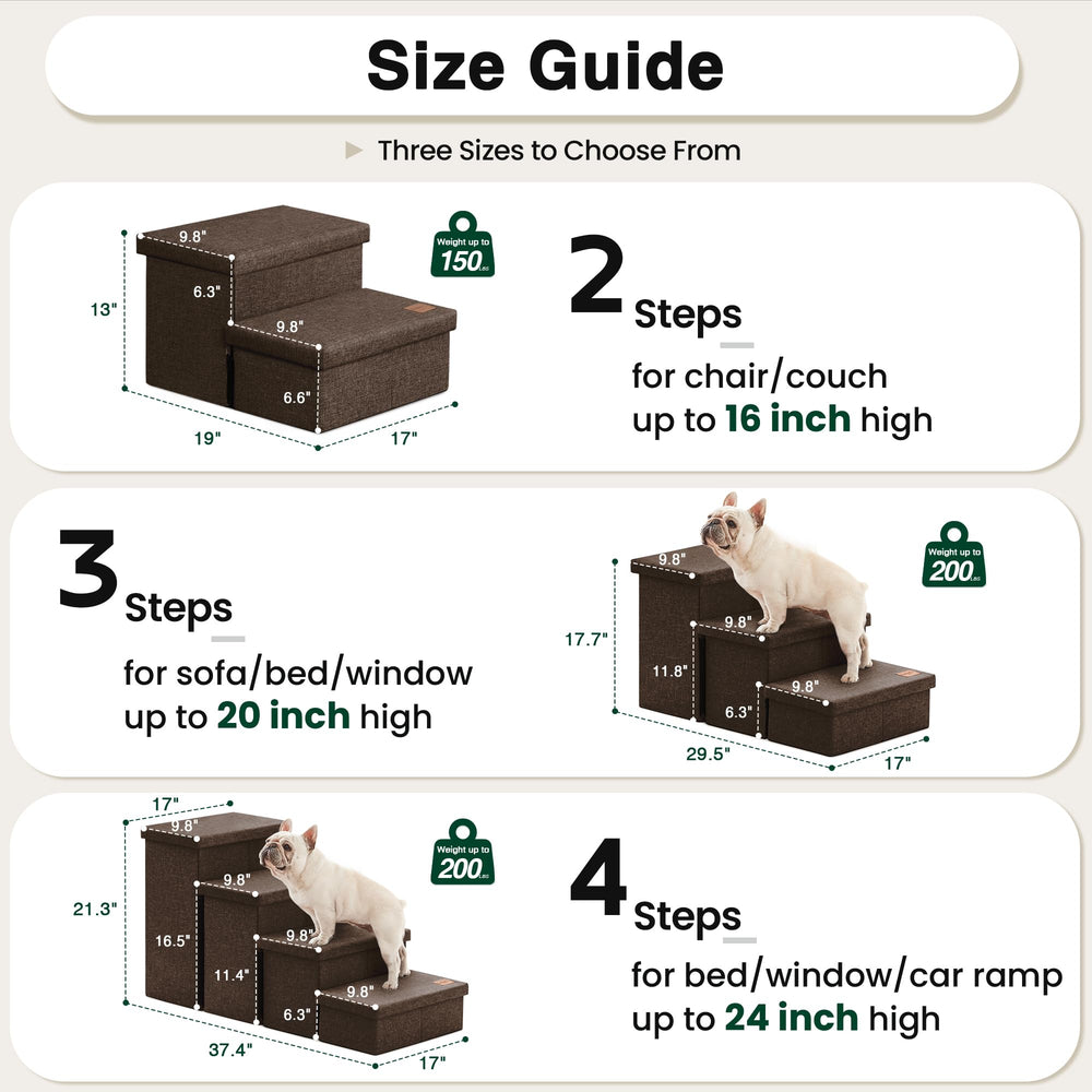 Love's cabin dog stairs side view highlights slim profile against furniture.