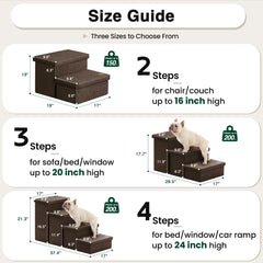 Love's cabin dog stairs side view highlights slim profile against furniture.