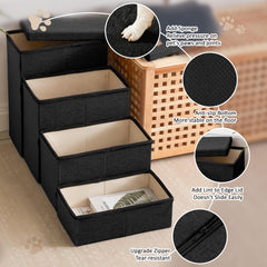 Love's cabin dog stairs storage compartments hold leashes, blankets, and toys