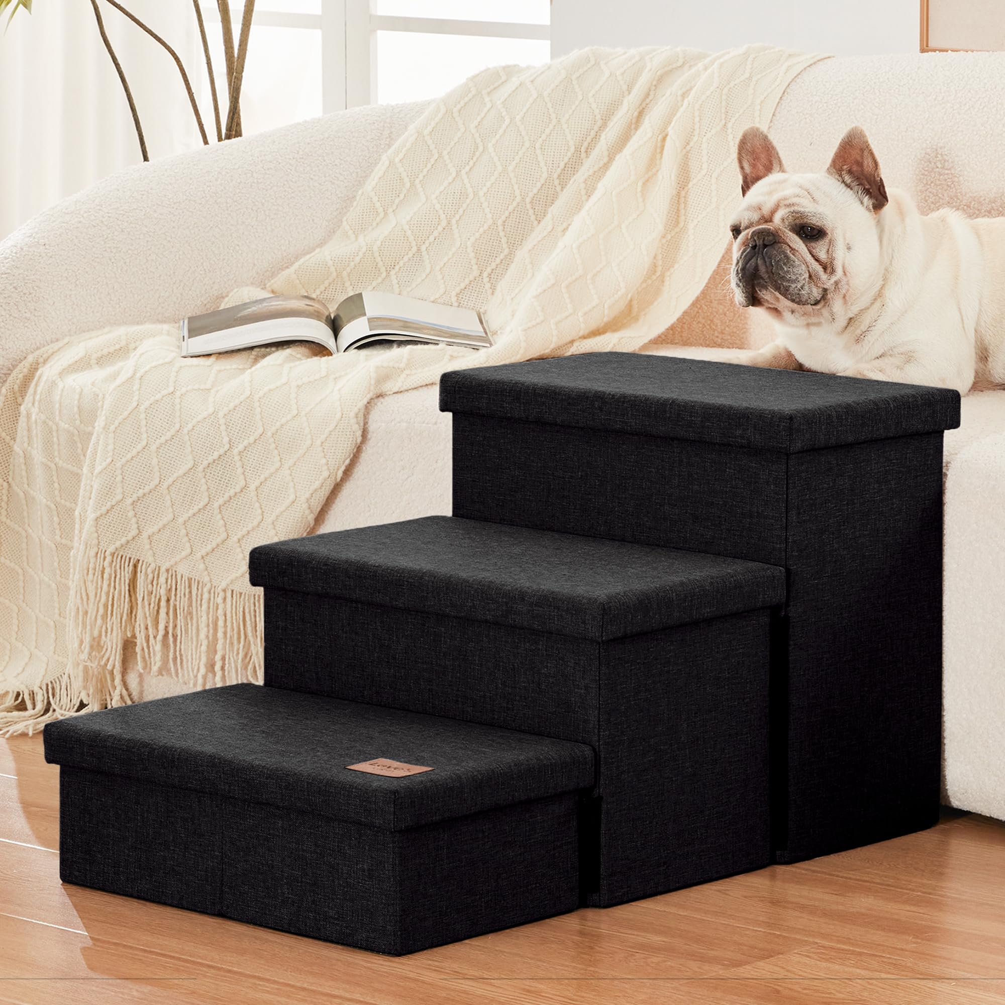 Love's cabin dog stairs storage-foldable-portable design makes travel and storage effortless.
