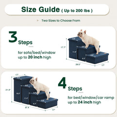 Love's cabin dog stairs with storage under steps keeps toys organized.