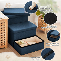Love's cabin dog stairs support up to 200 lbs for larger dogs.