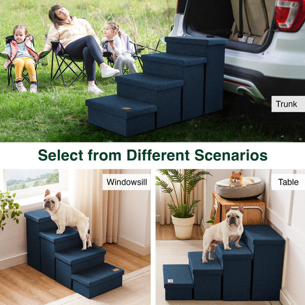 Love's cabin dog stairs ideal beside bed or couch for easy access.