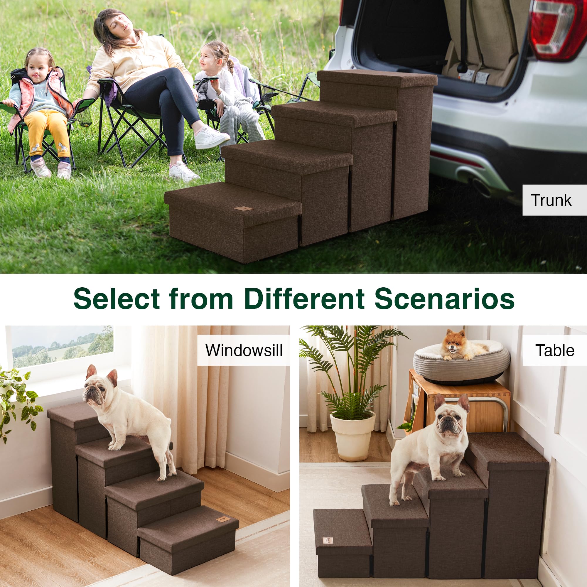 Love's cabin dog stairs wear-resistant fabric with foam cushions for comfort