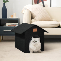 Love's cabin outdoor cat house Oxford material surface highlights durable exterior for wet weather.