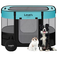 Love's cabin large green playpen in setup mode for safe indoor playtime