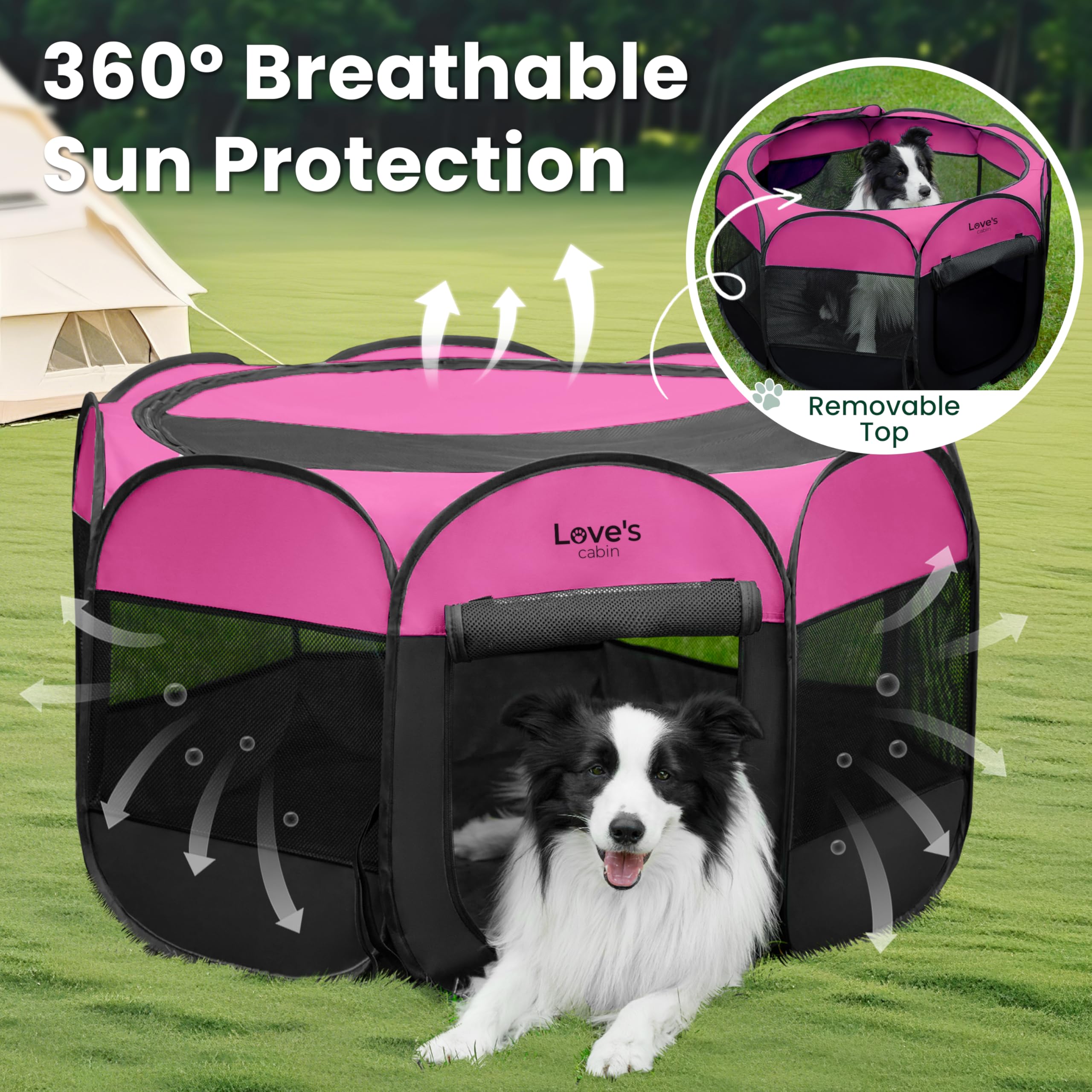Love's cabin pink large-size 38x38x23 inches fits pets up to 45 lbs.