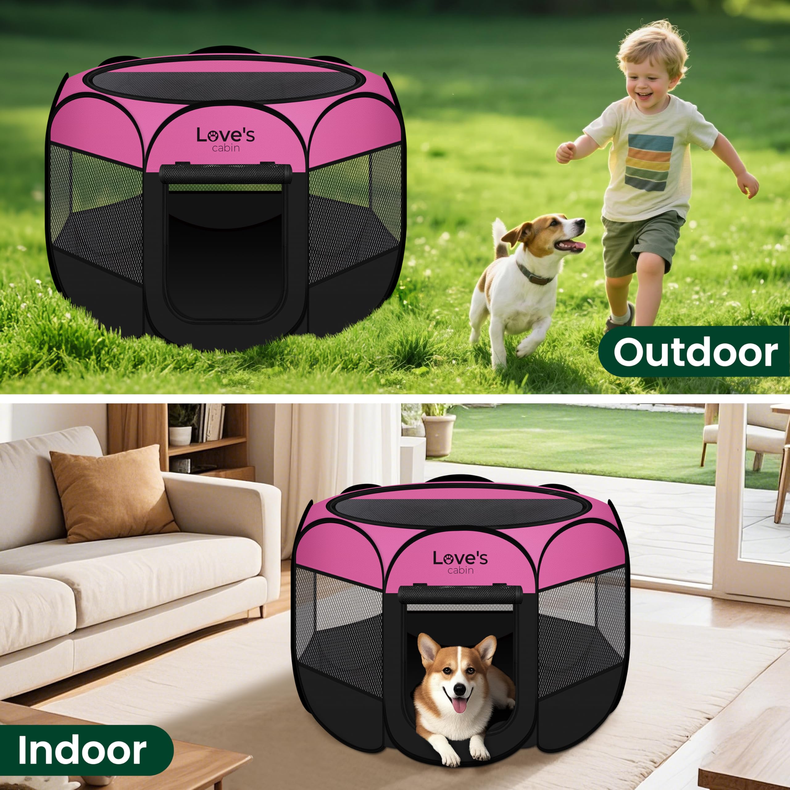 Love's cabin pink small-size 25x25x17 inches fits pets up to 10 lbs.