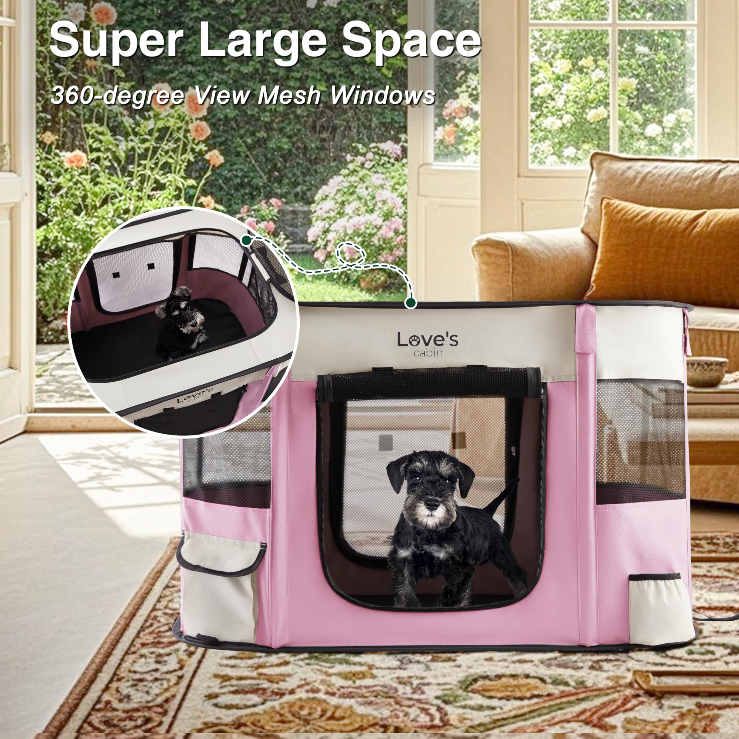 Love's cabin washable mesh keeps enclosure clean for busy homes