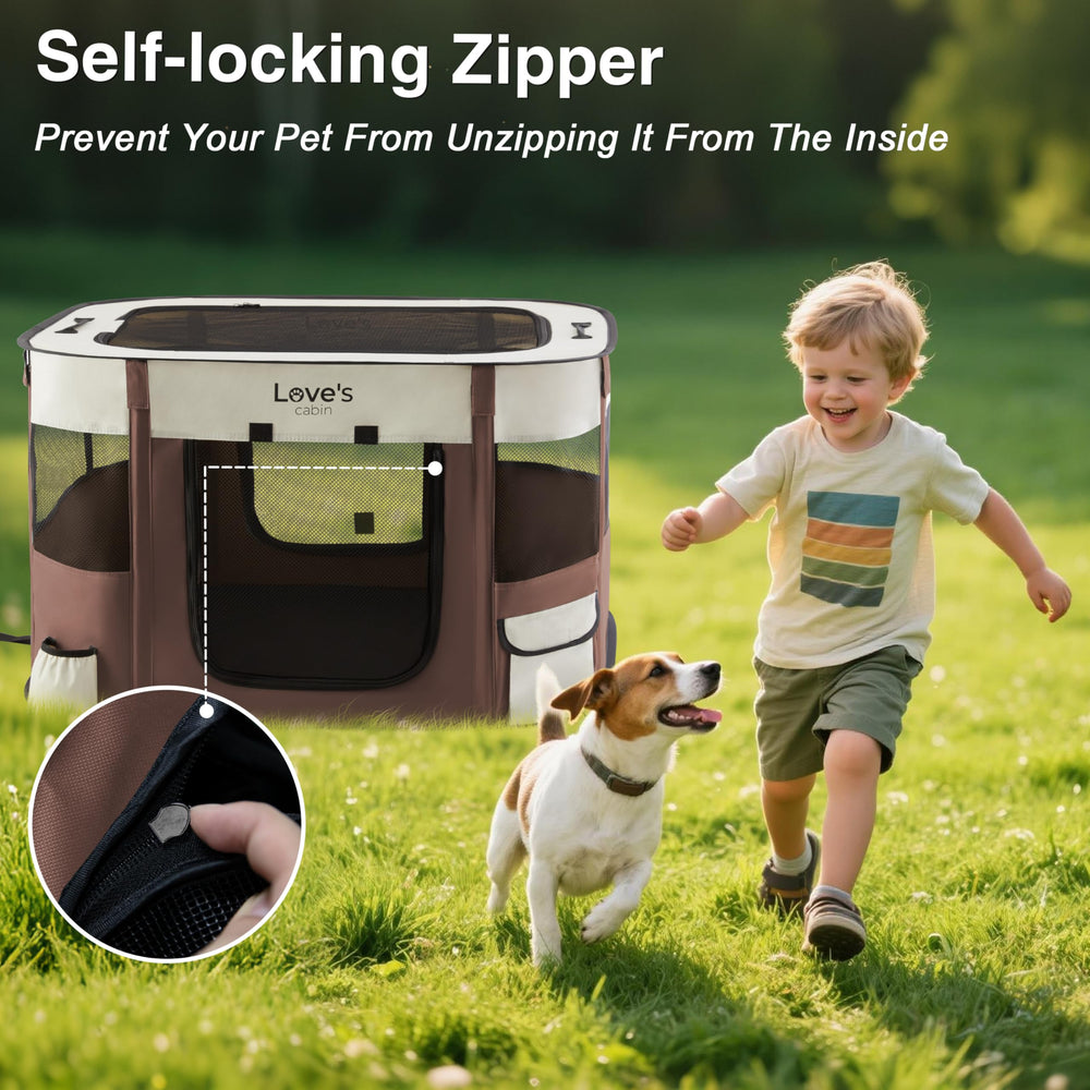 Love's cabin playpen medium size shows mid-size comfort for dogs and cats