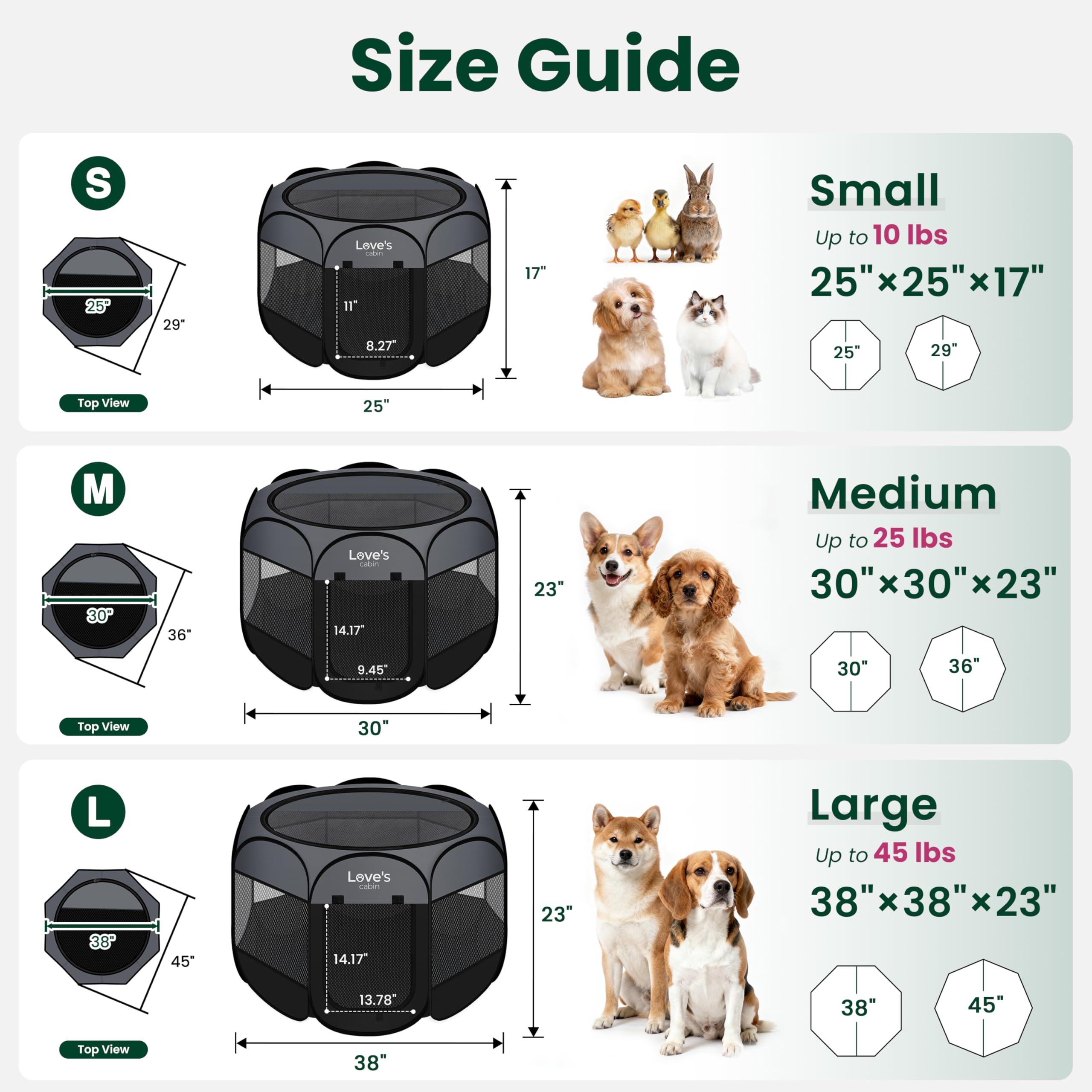 Love's cabin pop-up dog kennel open for quick setup.