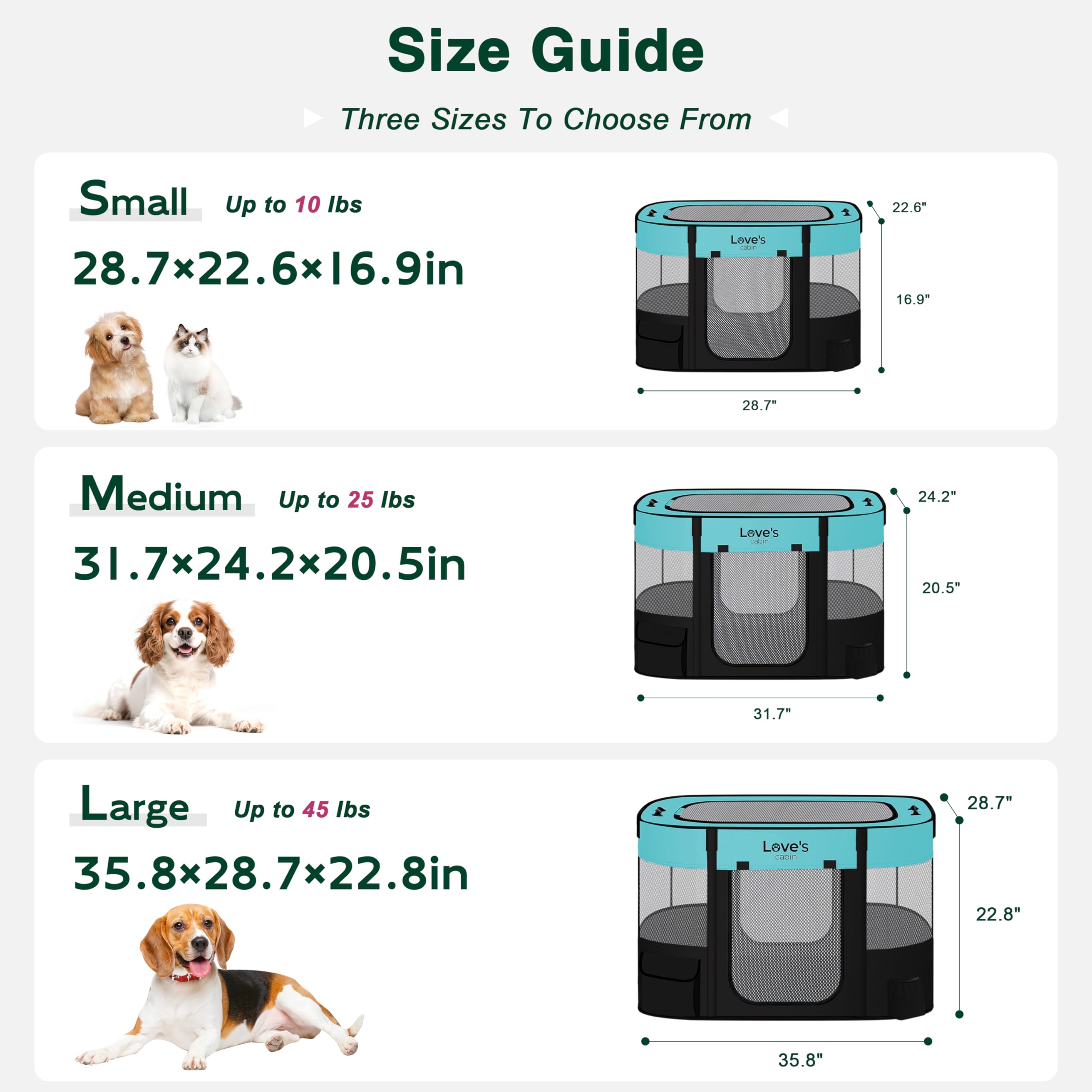 Love's cabin portable dog kennel folded in carrying case for travel