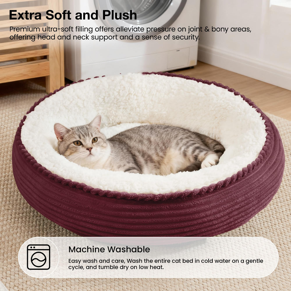 Love's cabin round donut bed anti-slip bottom helps keep the bed in place on smooth floors.
