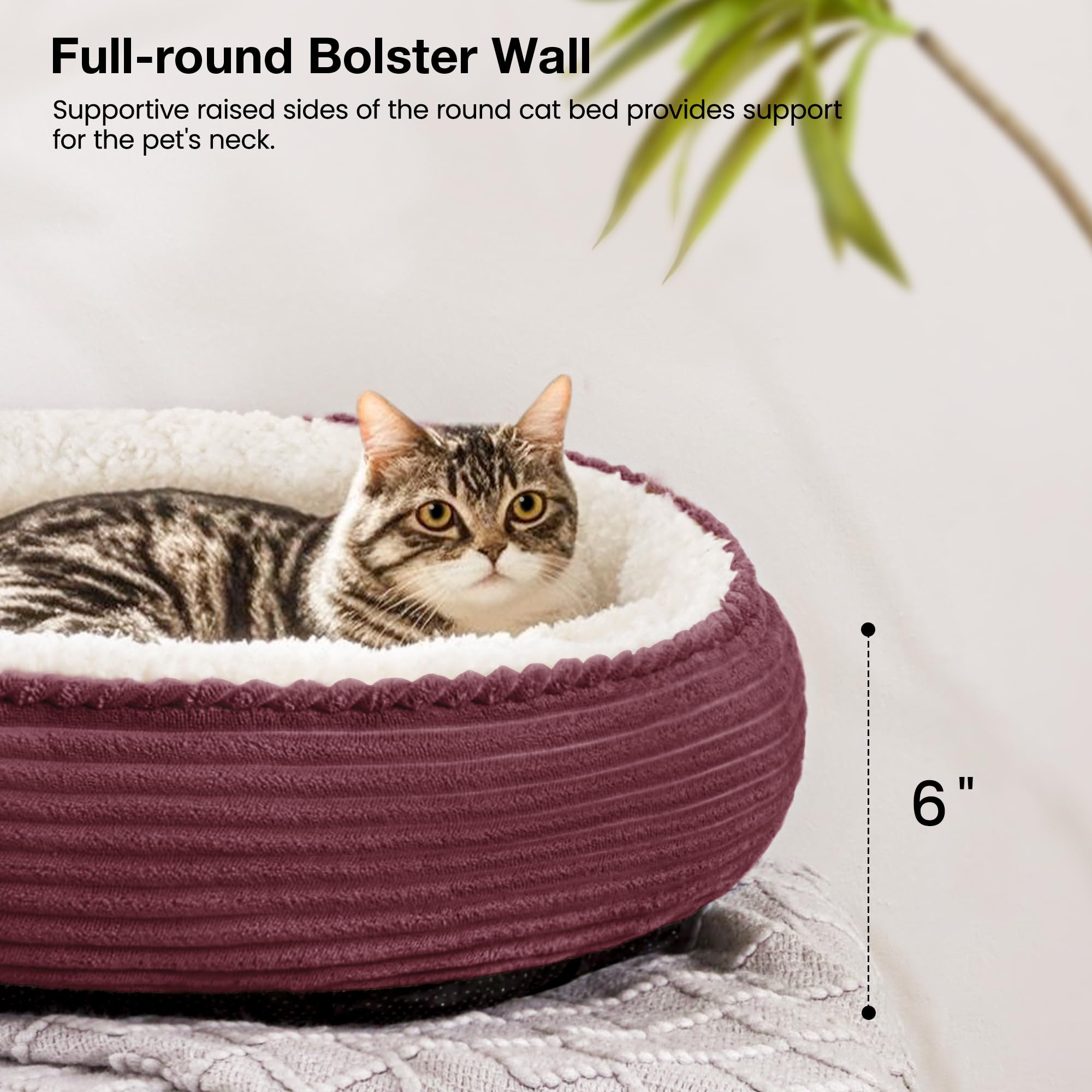 Love's cabin round donut bed oeko-tex-certified fabric promises a healthy resting surface.