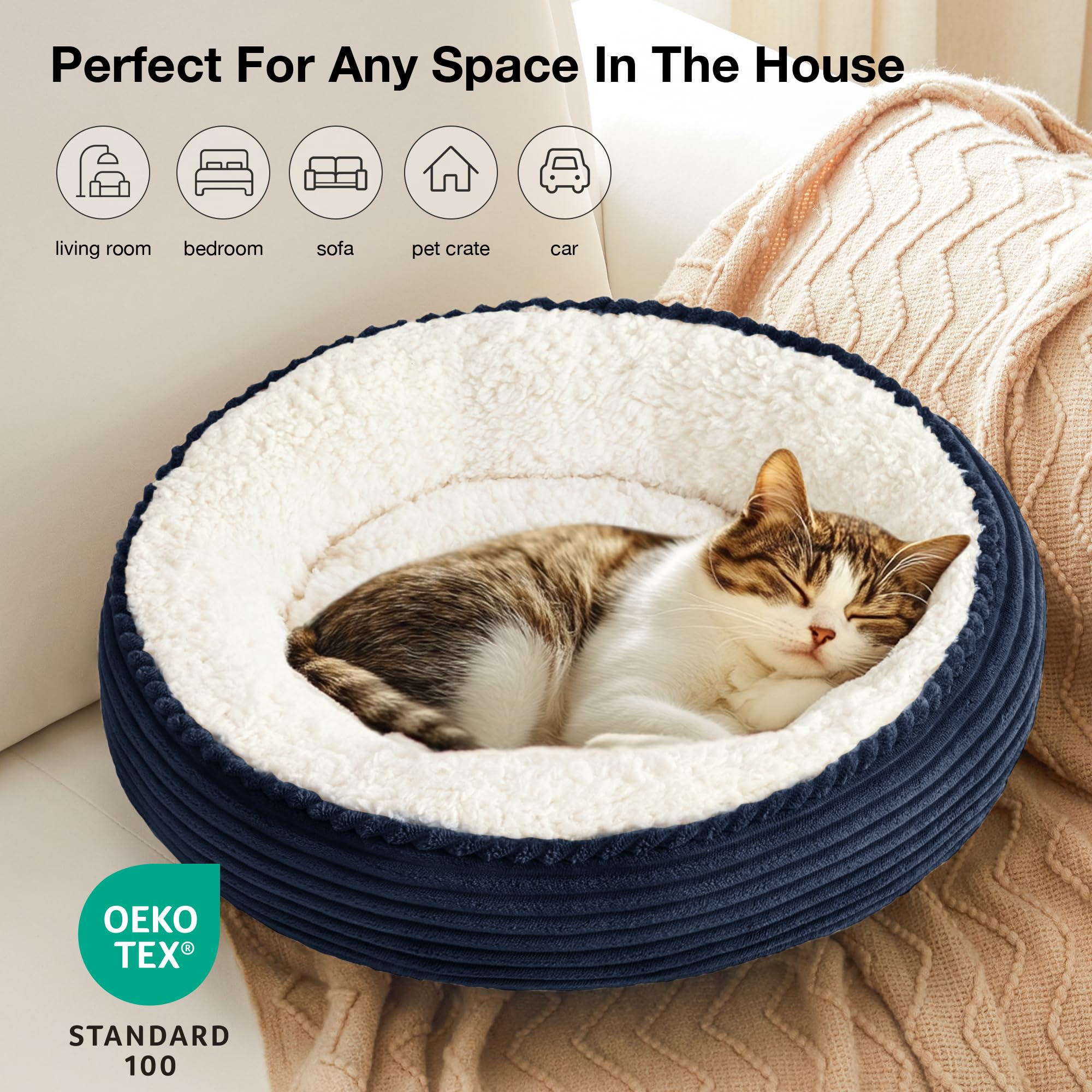 Love's cabin 20-inch bed supports small pets up to 11 lbs for cozy lounging.