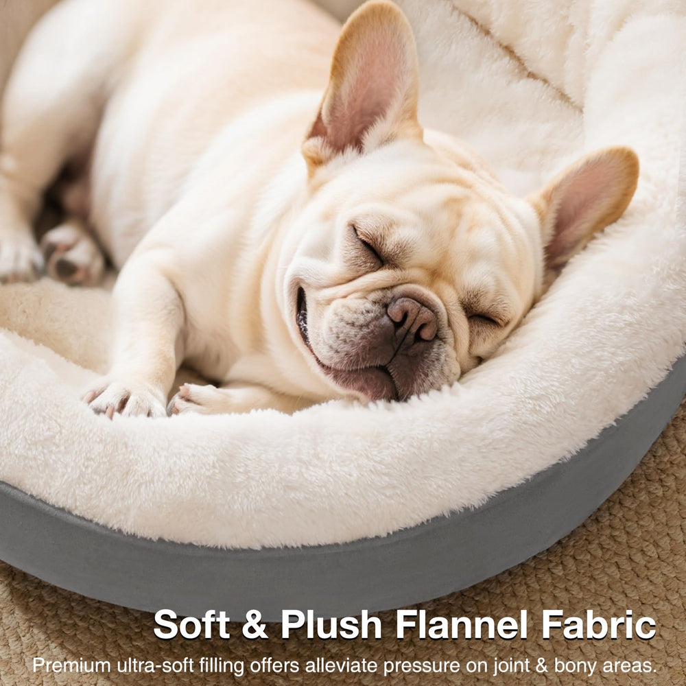 Love's cabin round-donut-bed 30-inch size fits medium to large dogs.