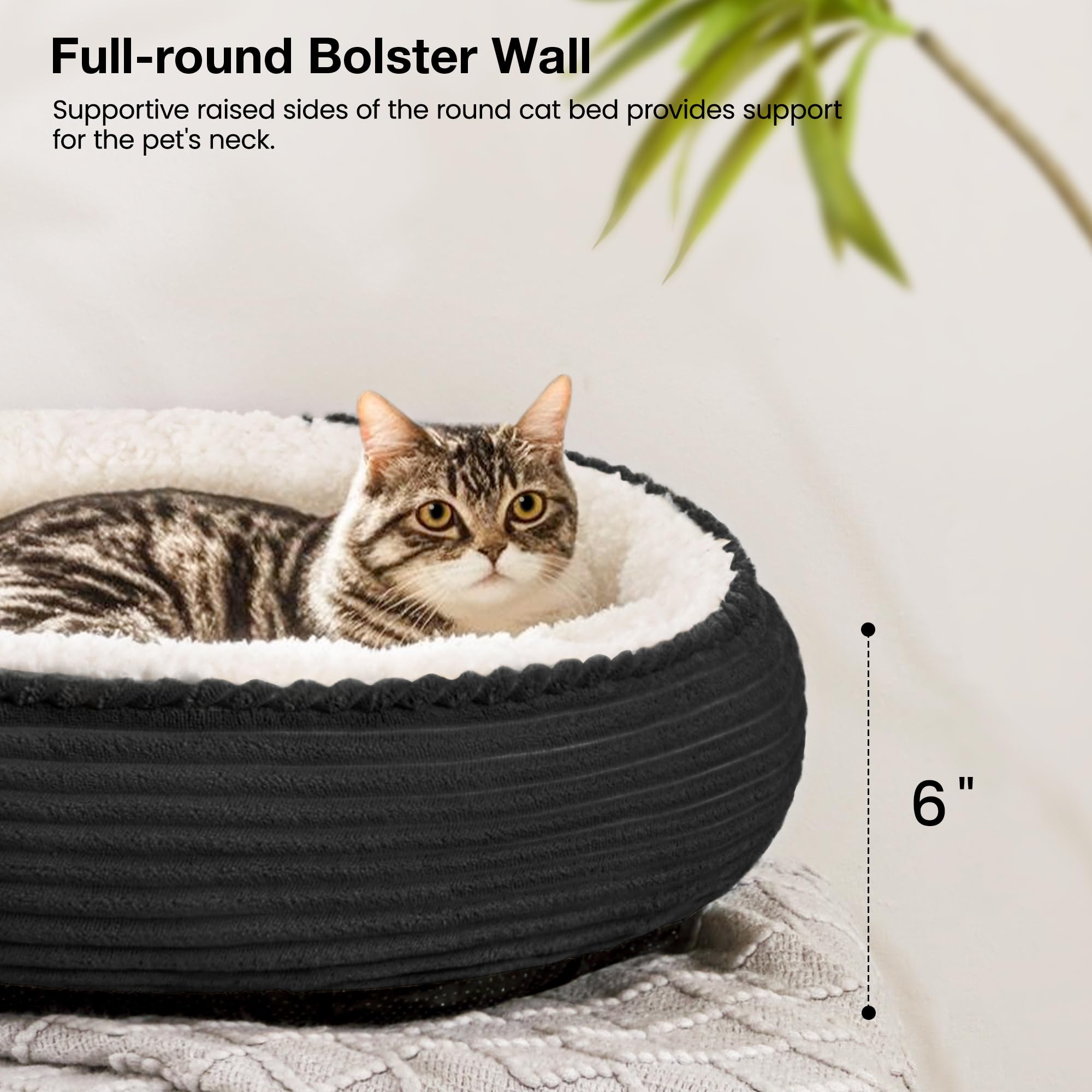 Love's cabin round donut bed anti-slip-bottom demonstrates secure placement on slick floors.