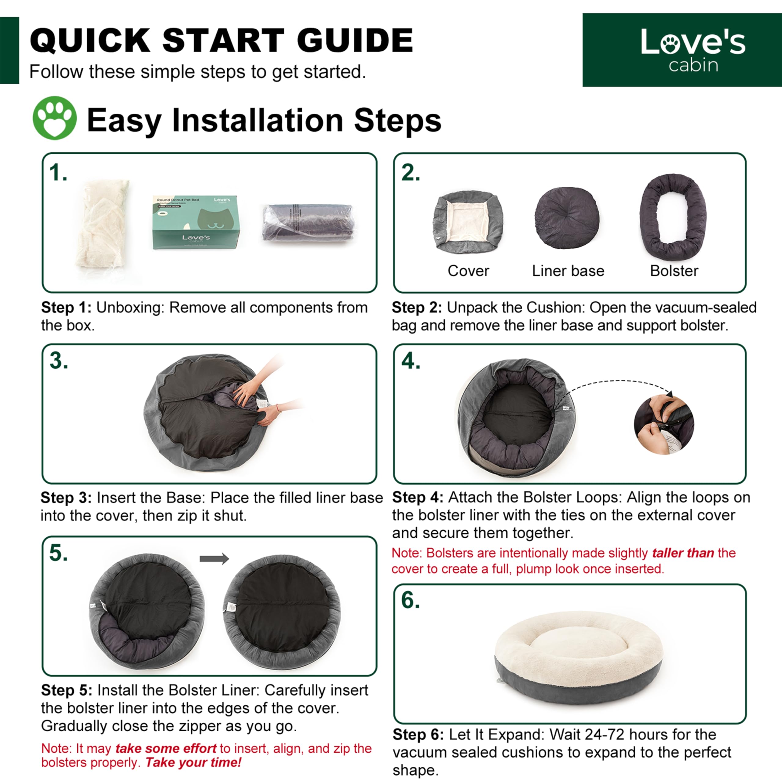 Love's cabin round bed highlights anti-slip bottom for stable setup.
