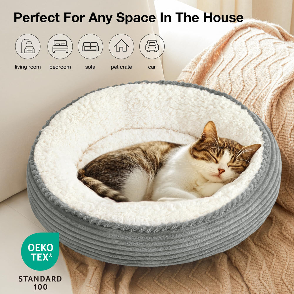 Love's cabin round donut bed 20in fits cats and small dogs up to 11 lbs.