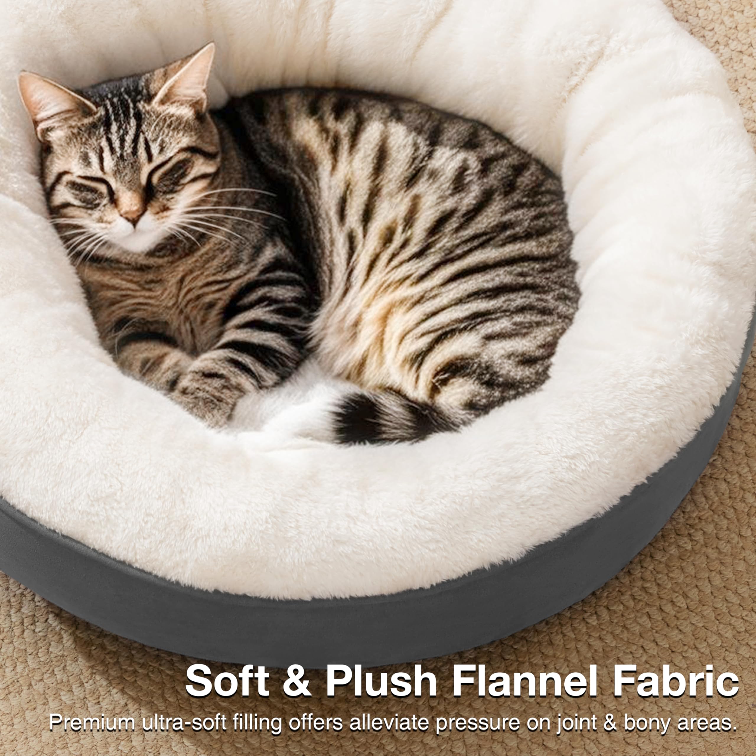Love's cabin round-donut-bed cat-dog-usage ideal for small pets up to 11 lbs.