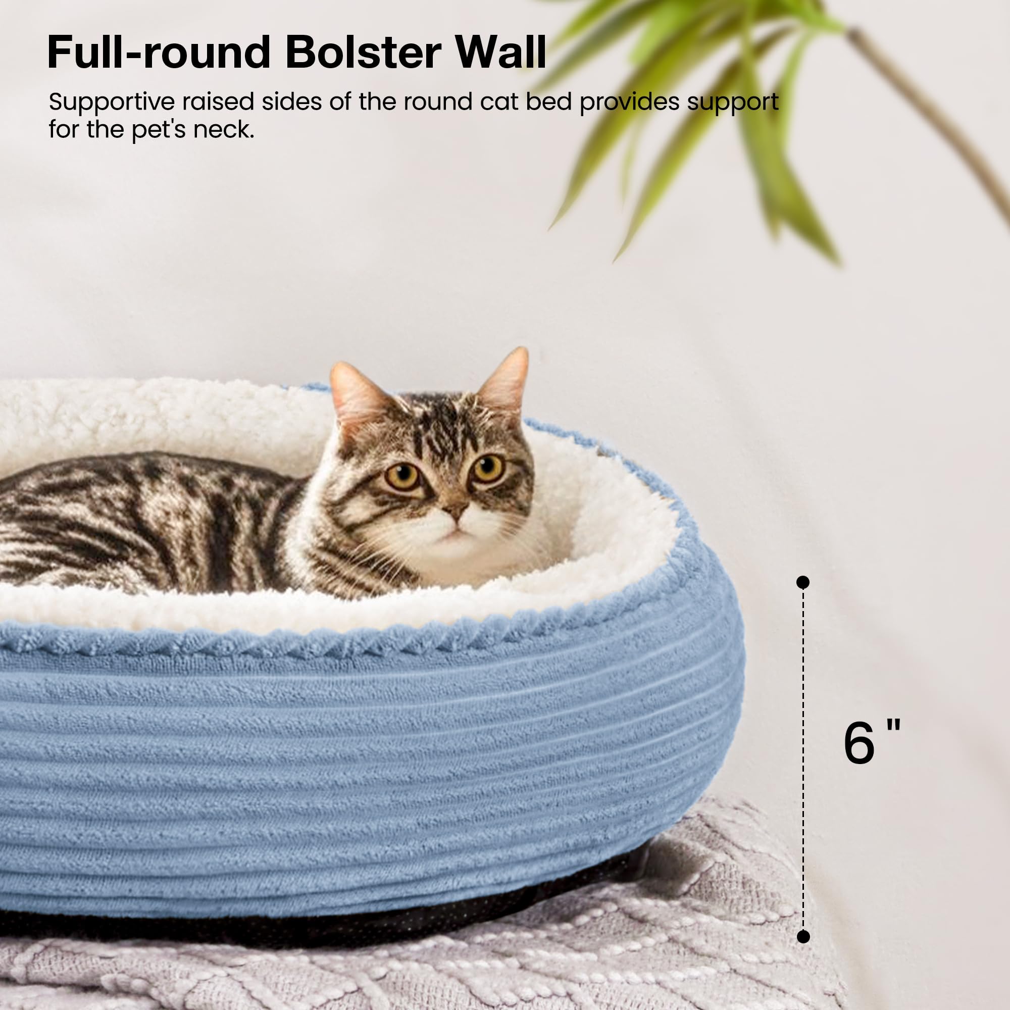 Love's cabin round donut bed fabric detail reveals soft premium fabric and quality stitching.