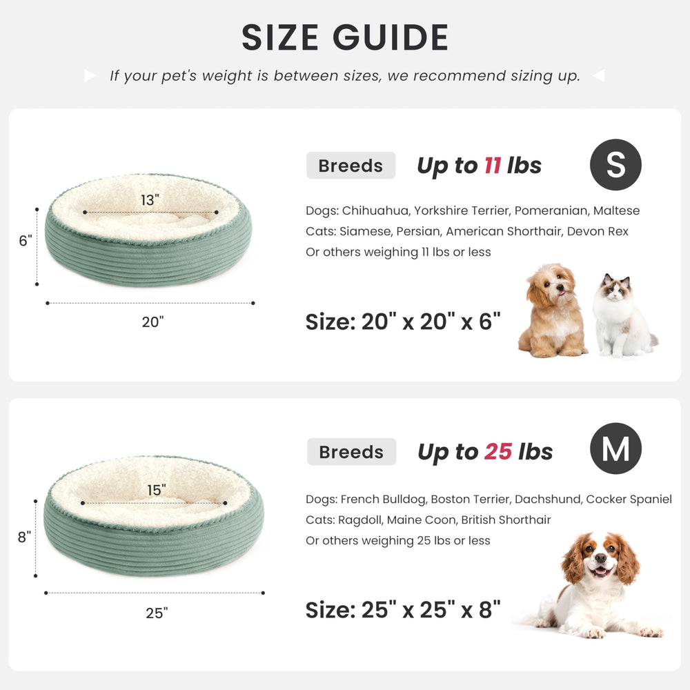 Love's cabin round donut bed fabric detail highlights OEKO-TEX certified materials.