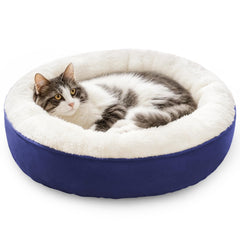 Love's cabin round donut bed front view showing cozy nesting for small pets