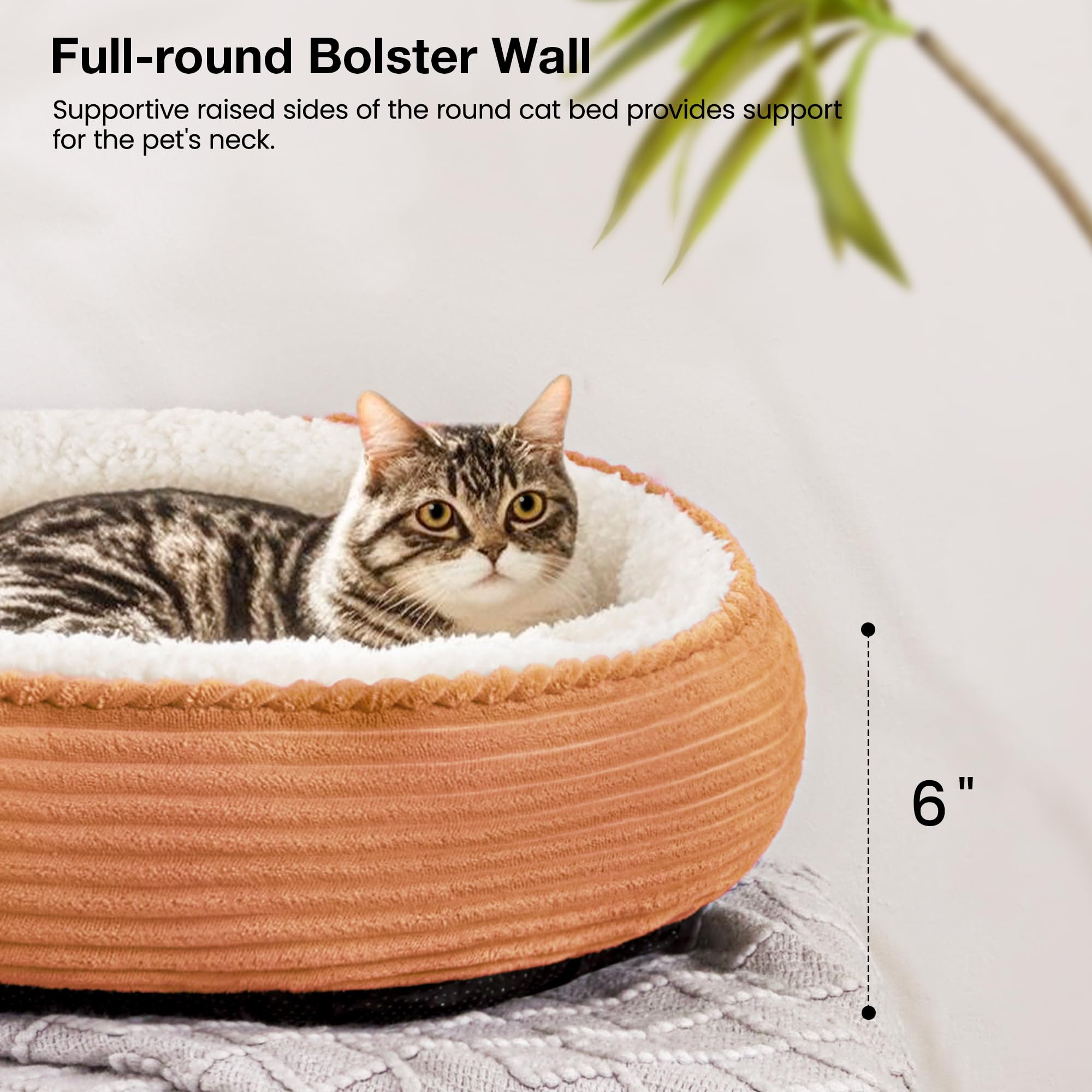 Love's cabin round donut bed non-slip bottom helps bed stay in place