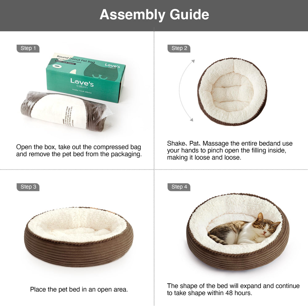 Love's cabin packaging shot shows ready-to-use pet bed in warm, inviting presentation.