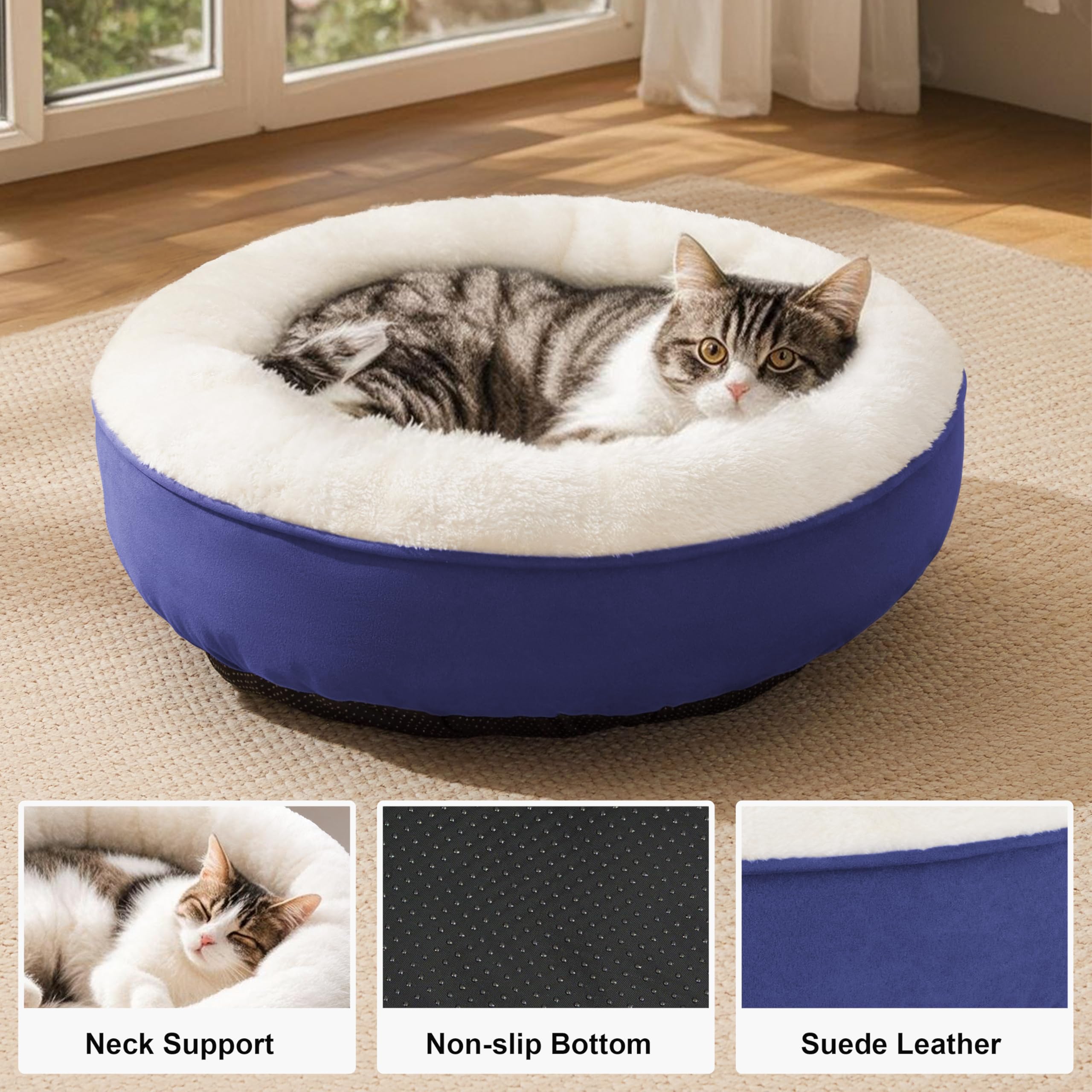 Love's cabin round donut bed top view highlighting circular curled-up shape