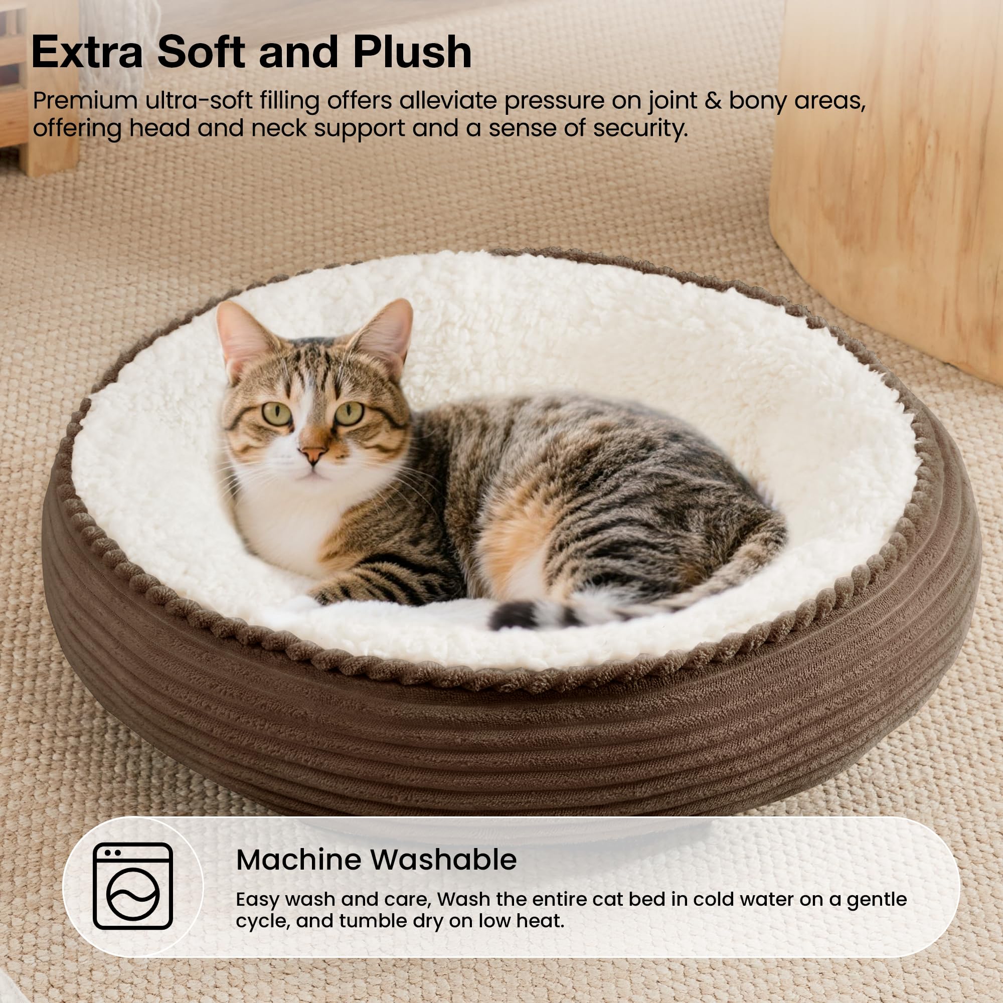 Love's cabin washable cover highlights easy machine cleaning for busy households.