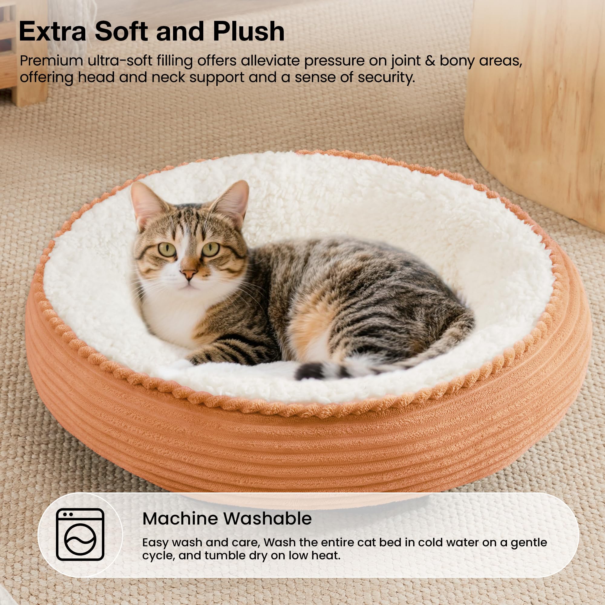 Love's cabin round donut bed washable design simplifies cleanup after adventures