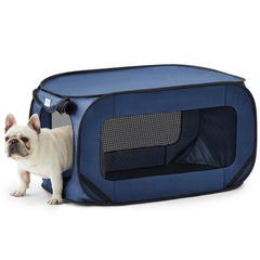 Love's cabin 36in portable dog bed side view showing roomy interior.