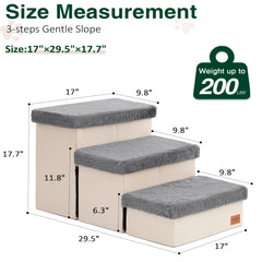 Love's cabin dog stairs grey front view highlights foldable design for easy storage