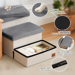 Love's cabin dog stairs grey under-stairs storage keeps pet gear organized
