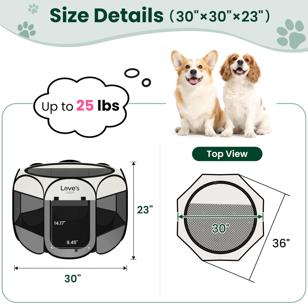 Love's cabin pet playpen foldable-compact-storage enables easy travel.