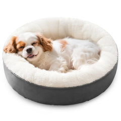 Love's cabin round donut bed outer view demonstrates cozy cocoon design for small and medium pets