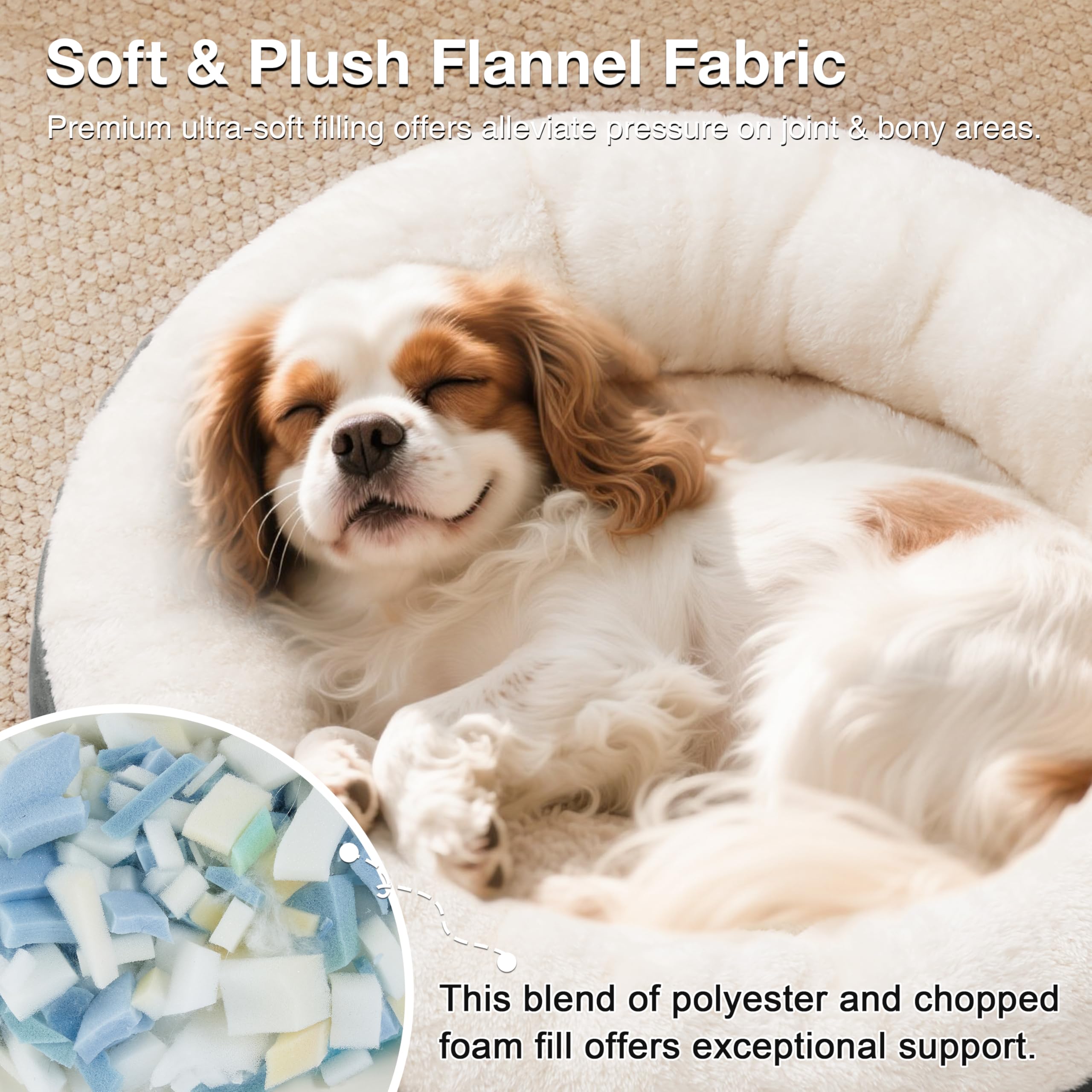 Love's cabin round donut bed washable cover highlight easy-care and machine-wash compatibility