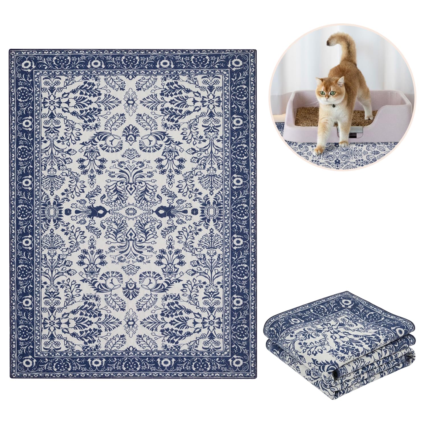 Lovewag Pets dump and wash design of Indigo Garden mat in action