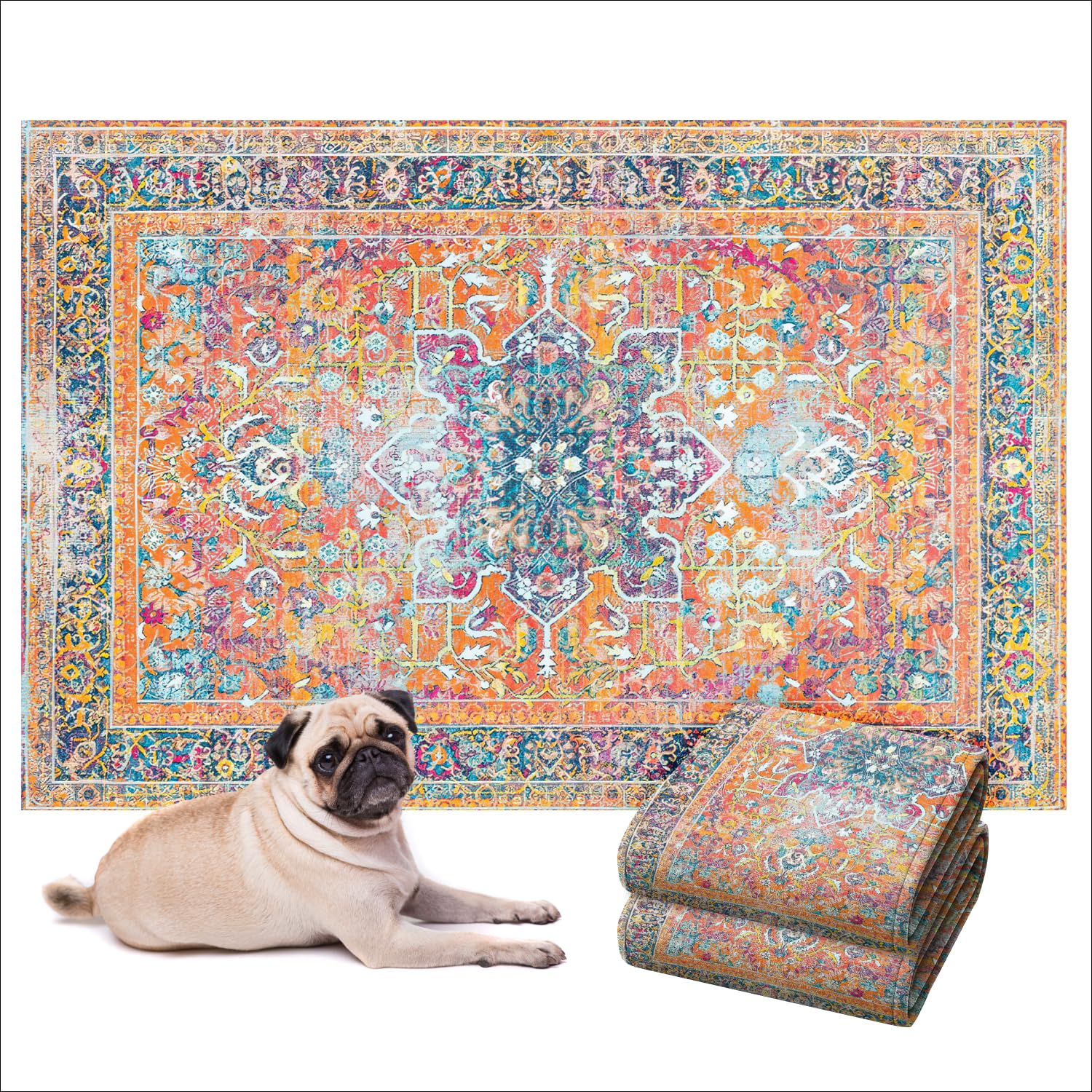 Lovewag Pets washable dog pee pad decorative floor mat blends with stylish home decor and protects floors.