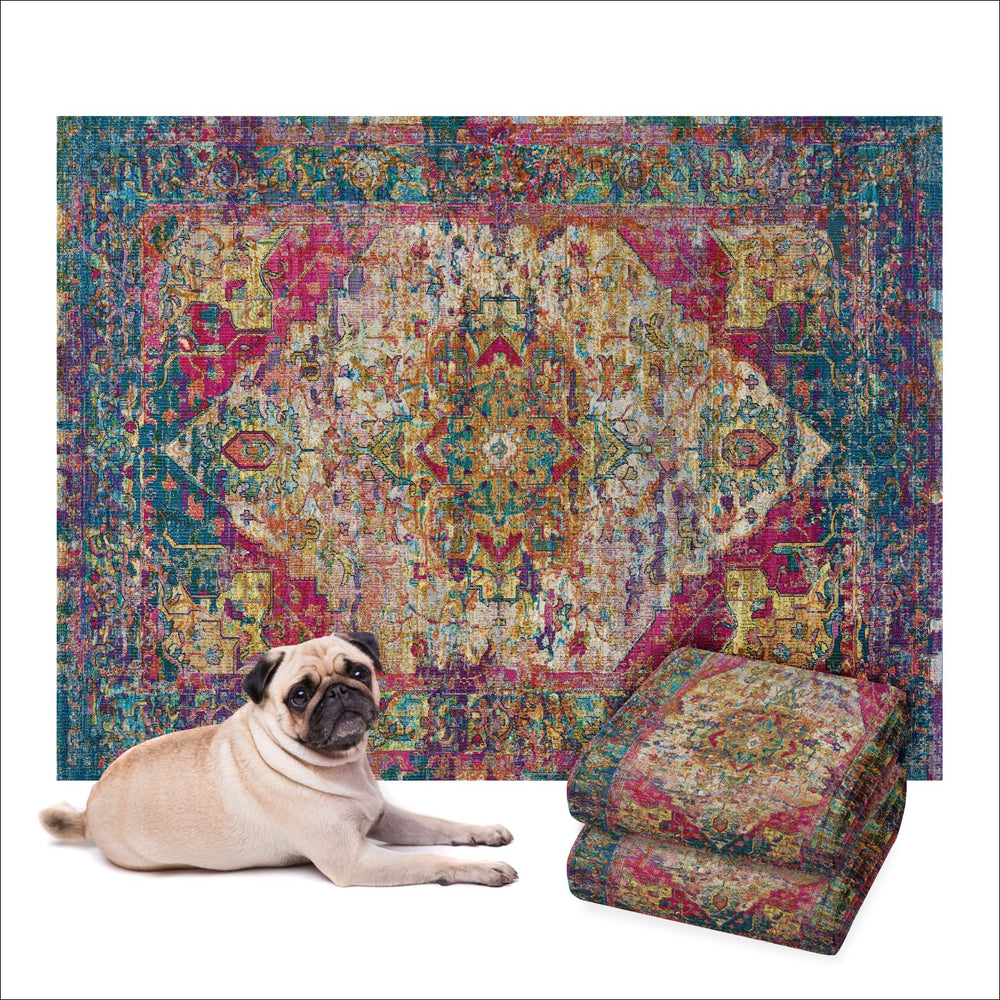 Lovewag Washable Dog Pee Pad Bohemian Jewel 36x48 decor-friendly protection and easy cleanup