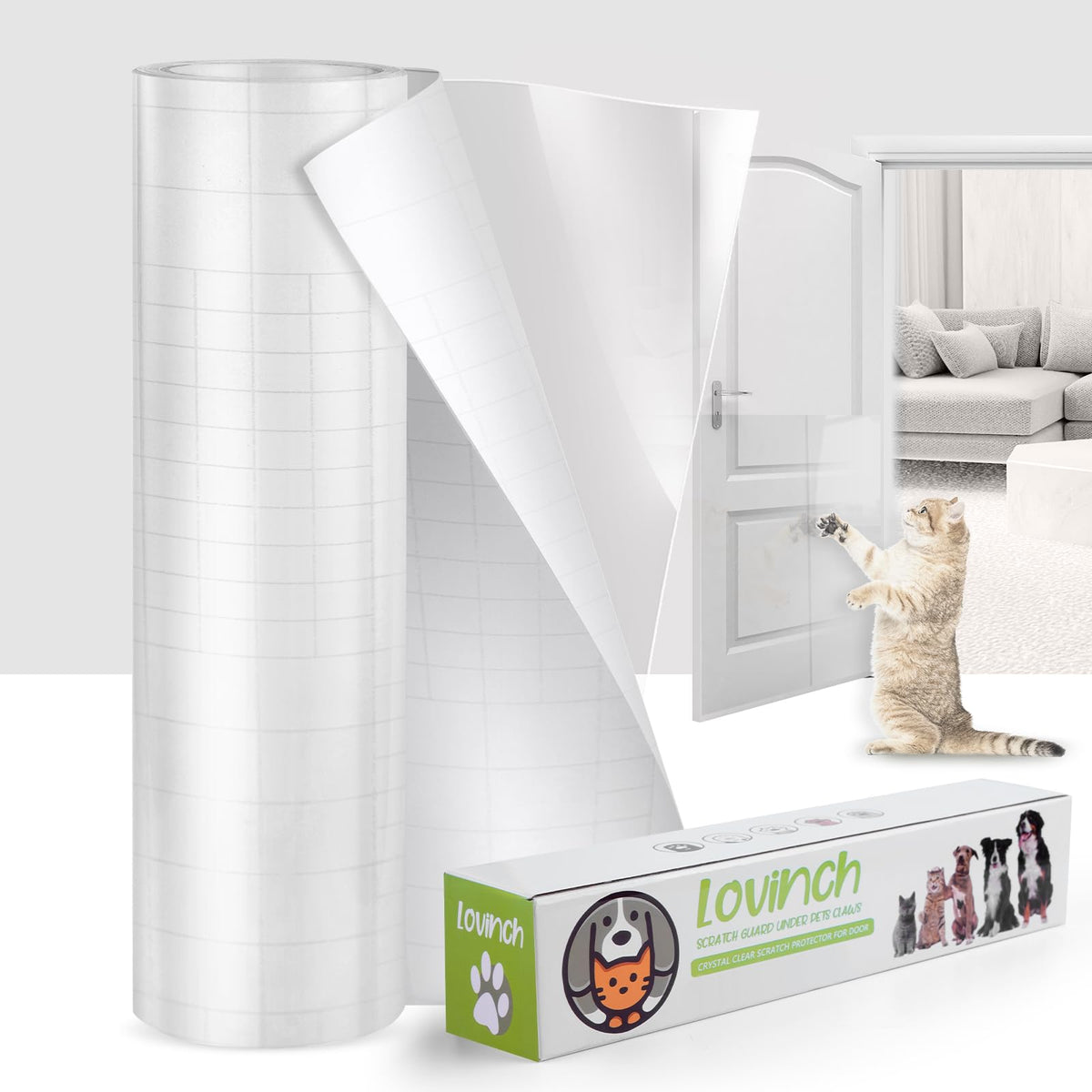 Lovinch thickened vinyl cat scratch protector on sofa edge for durable claw protection